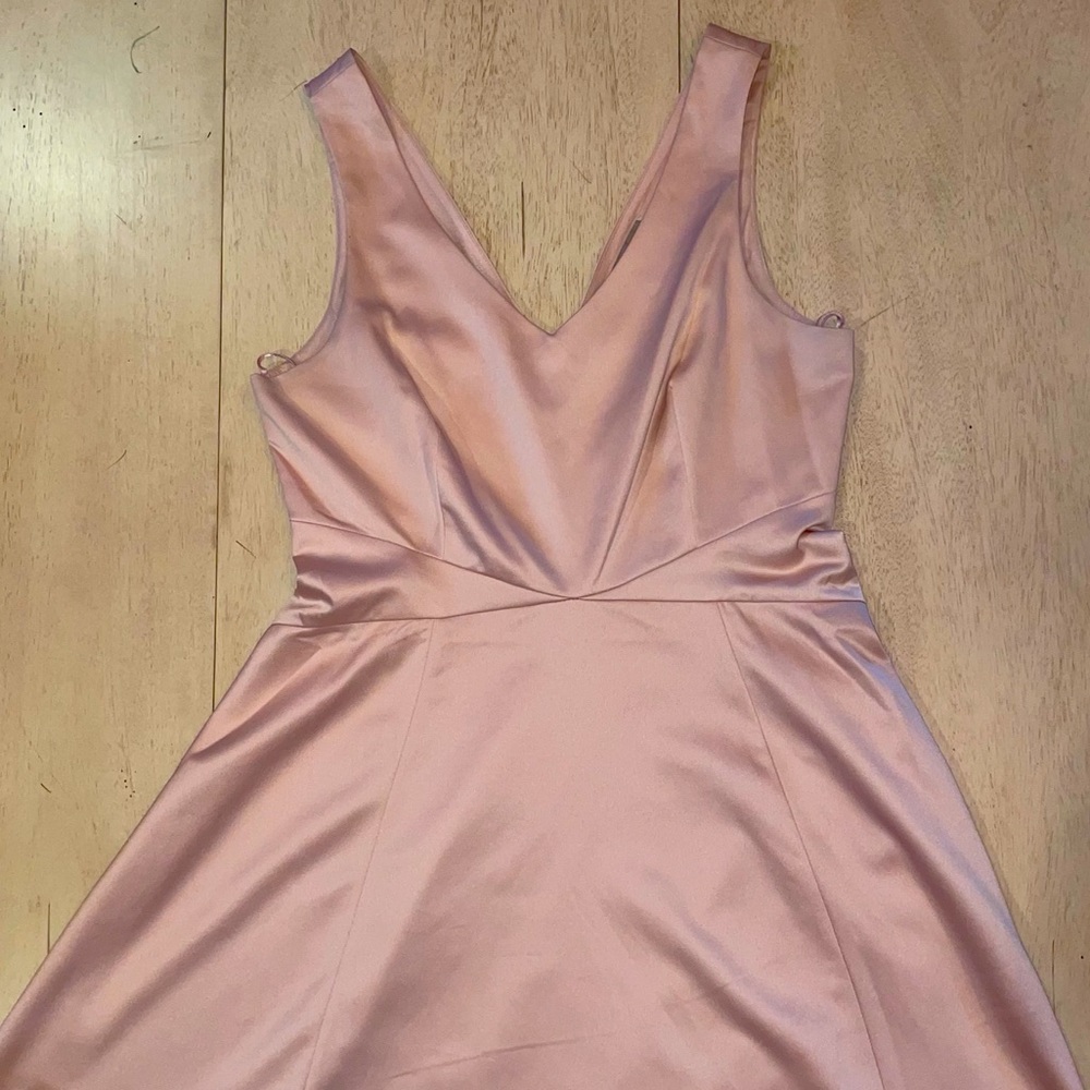 Blush Satin V-Neck Dress